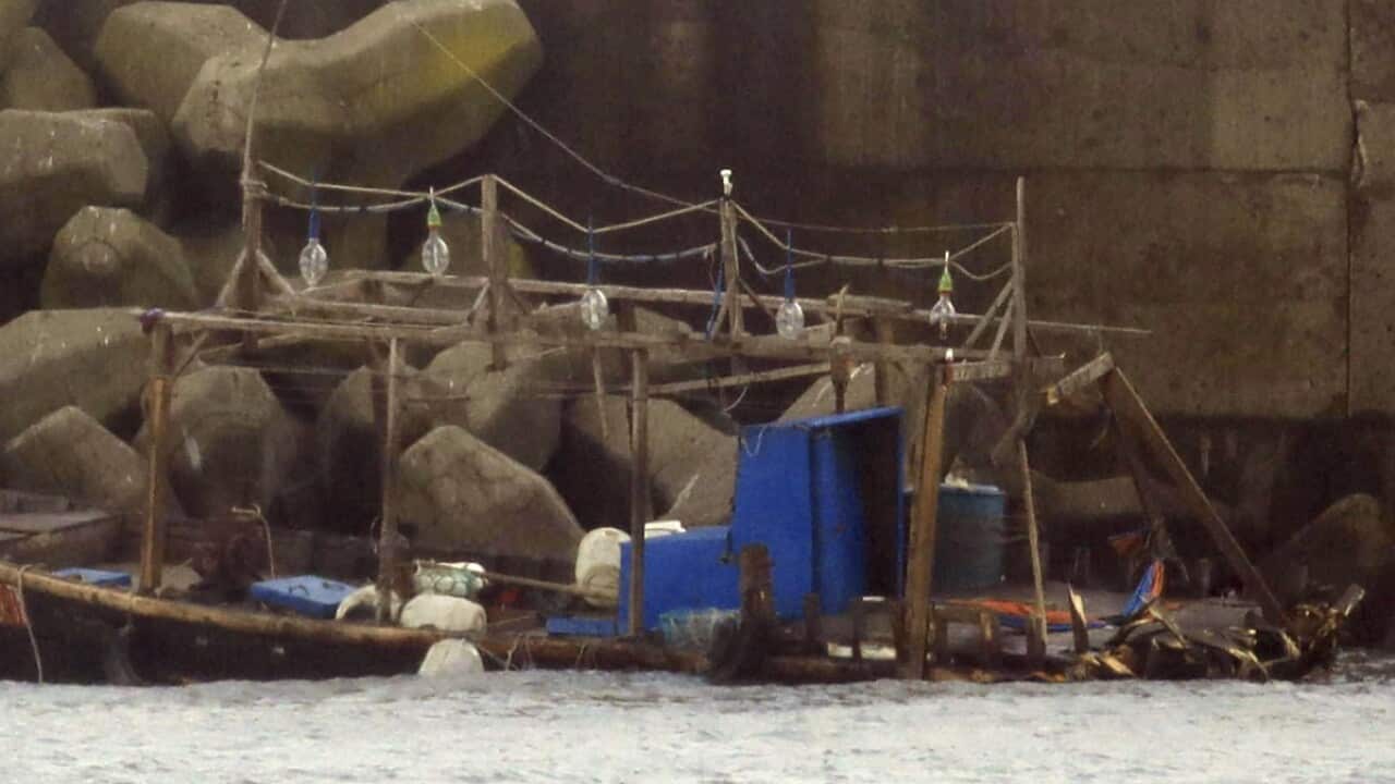 The fishing vessel that washed ashore off the coast of Japan carrying eight men claiming to be North Korean fishermen.