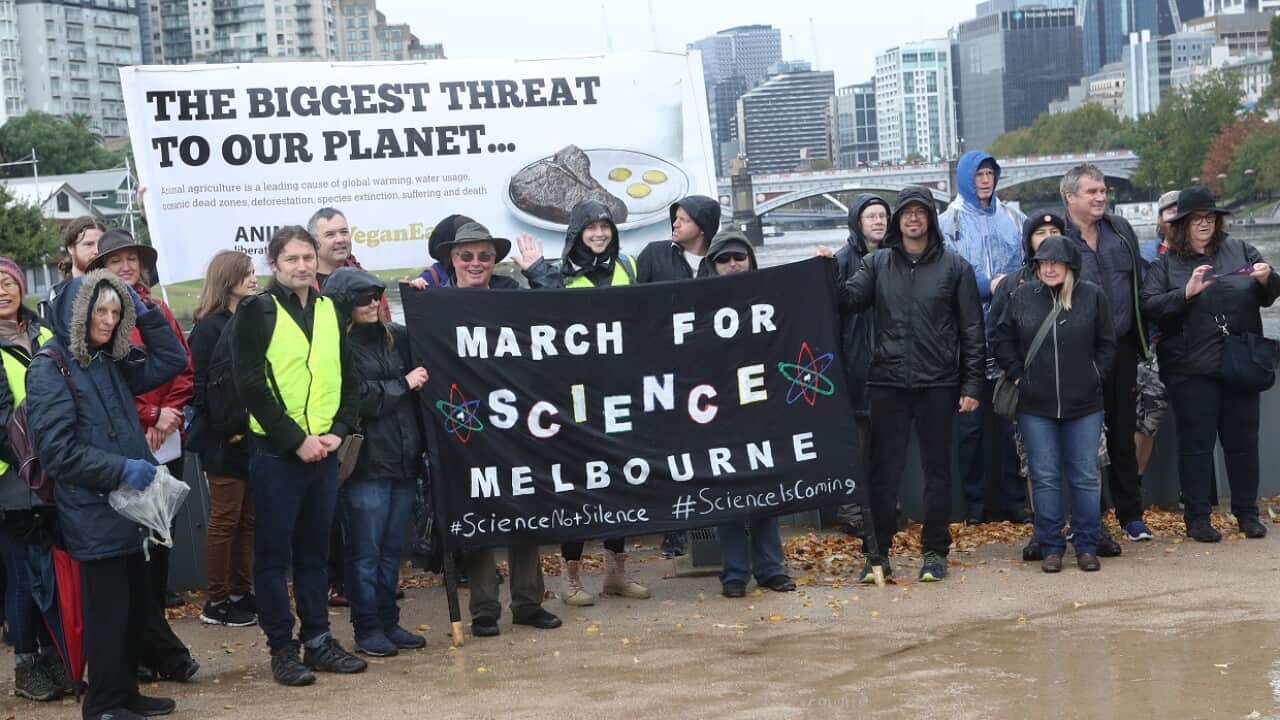The March for Science in Rally in Melbourne.