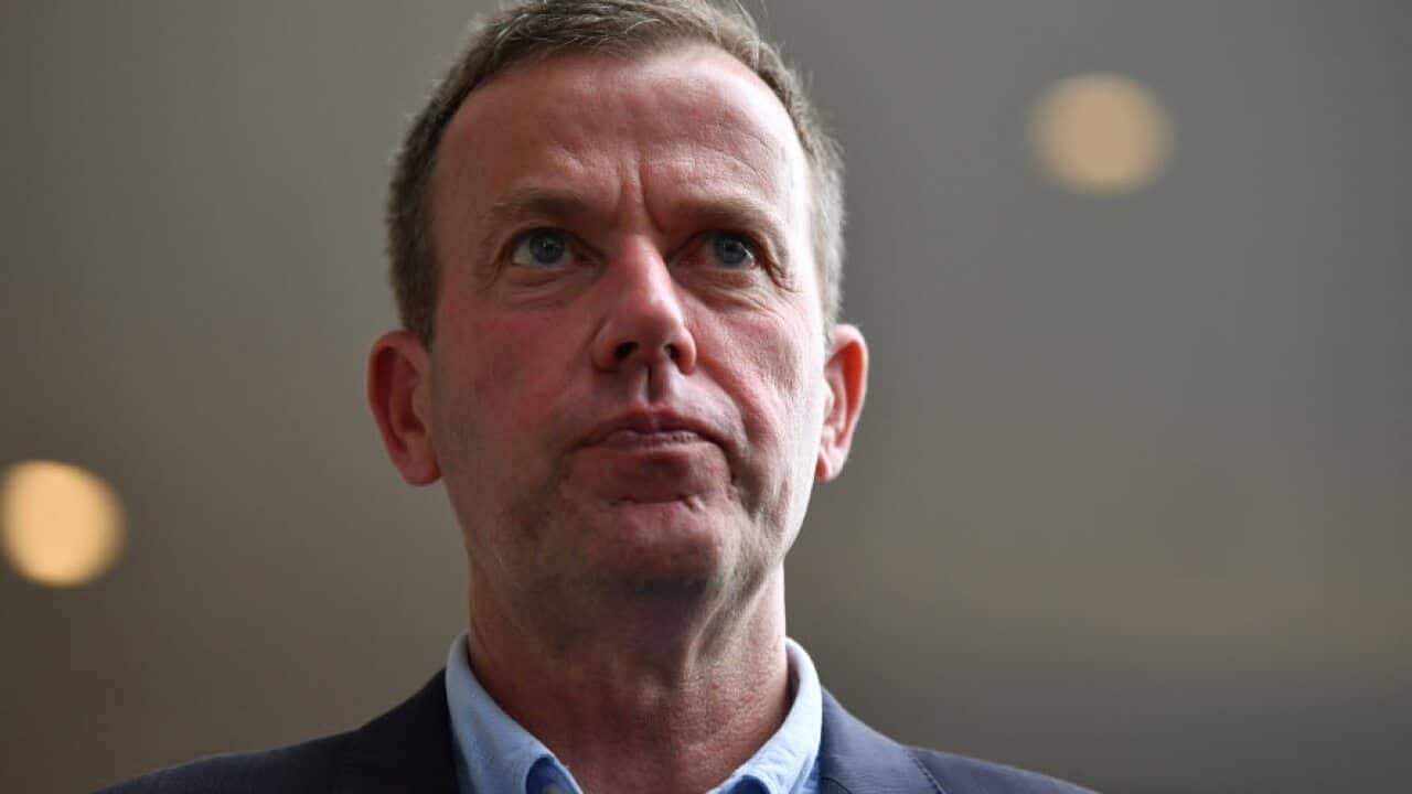 Minister for Trade Dan Tehan speaks to the media during a press conference in Sydney, Friday, 21 May, 2021.