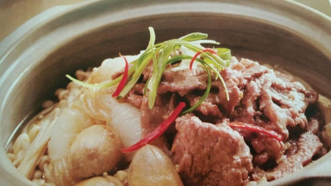 Beef and enoki hot pot