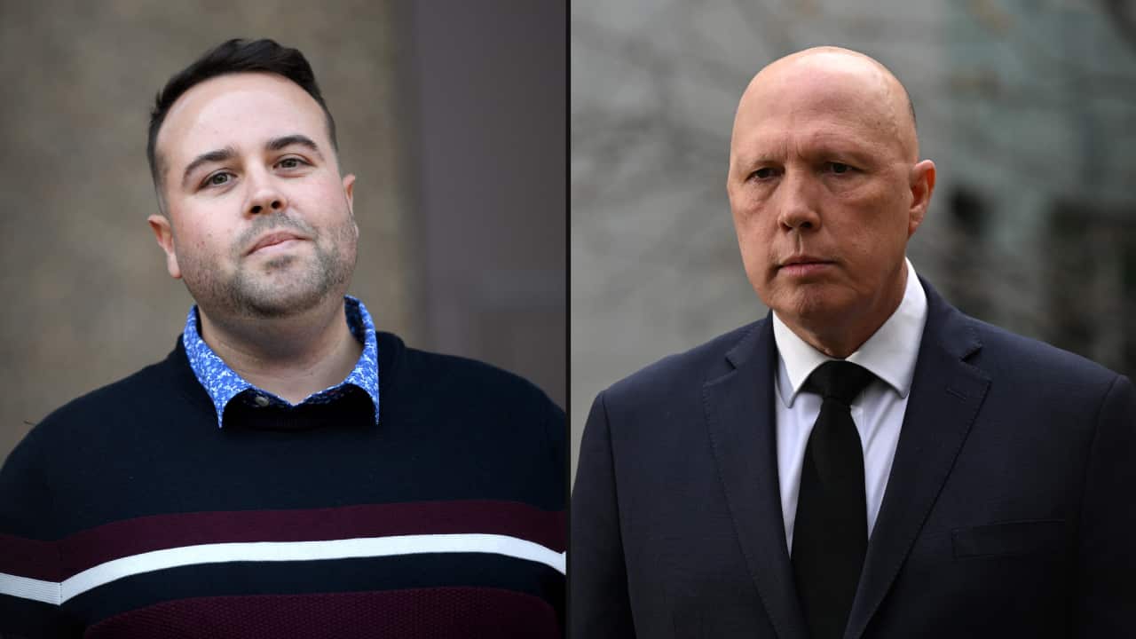 A two-way image of two men