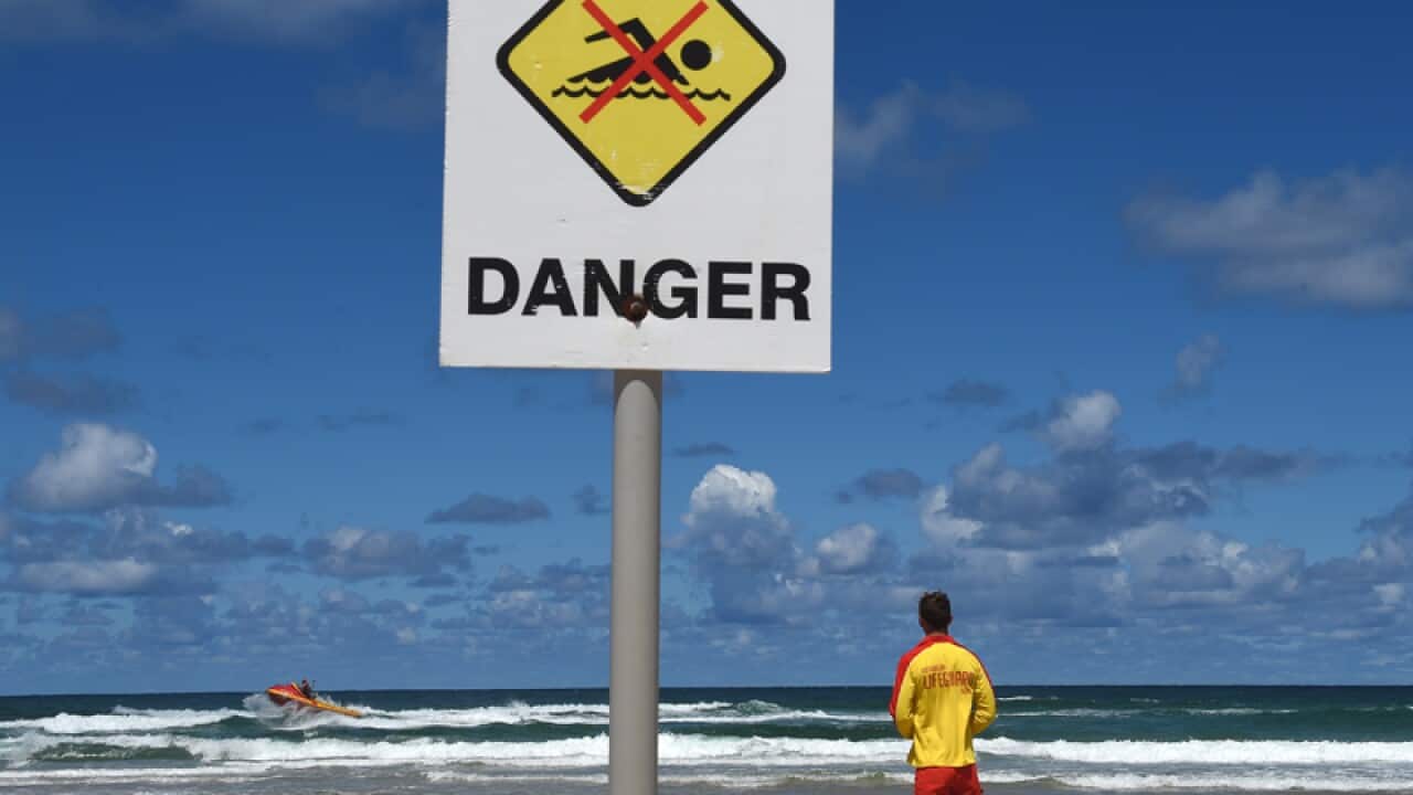 A dangerous swimming sign at a NSW beach