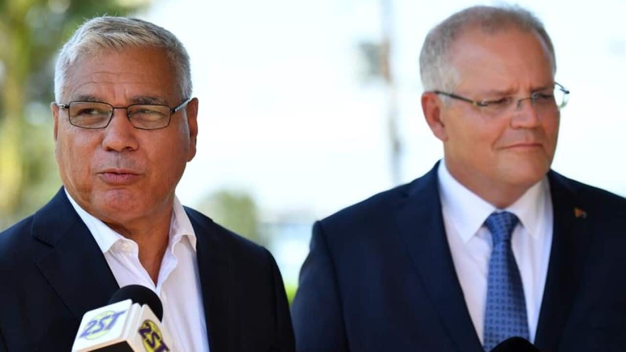 Liberal candidate for Gilmore Warren Mundine and Scott Morrison.