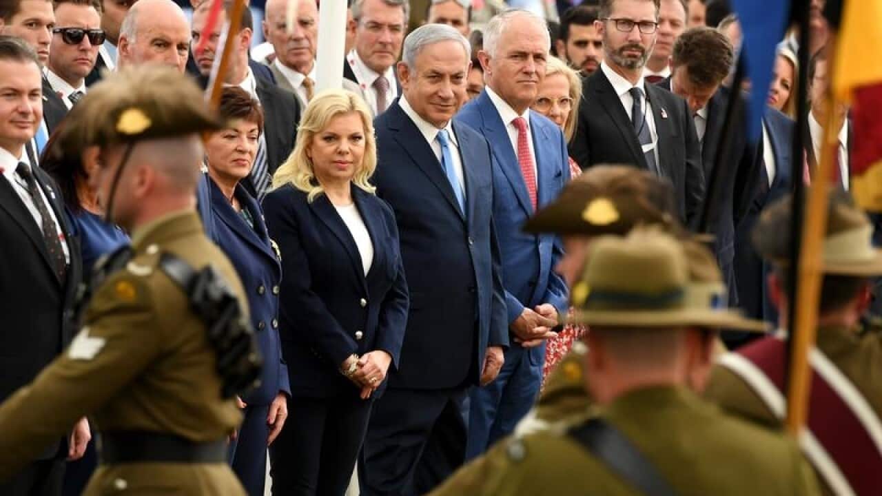 Malcolm Turnbull and Benjamin Netanyahu at a war cemetery