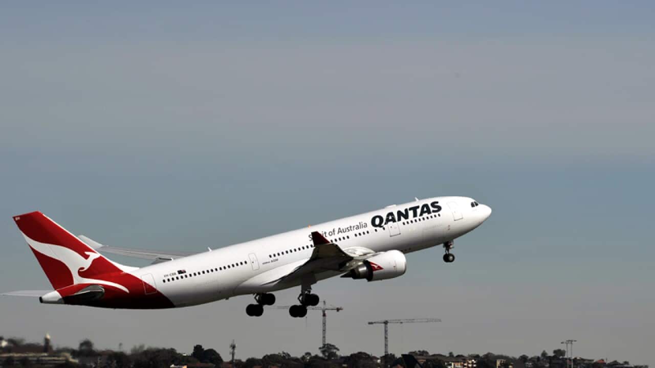 Qantas aircraft seen at Sydney International