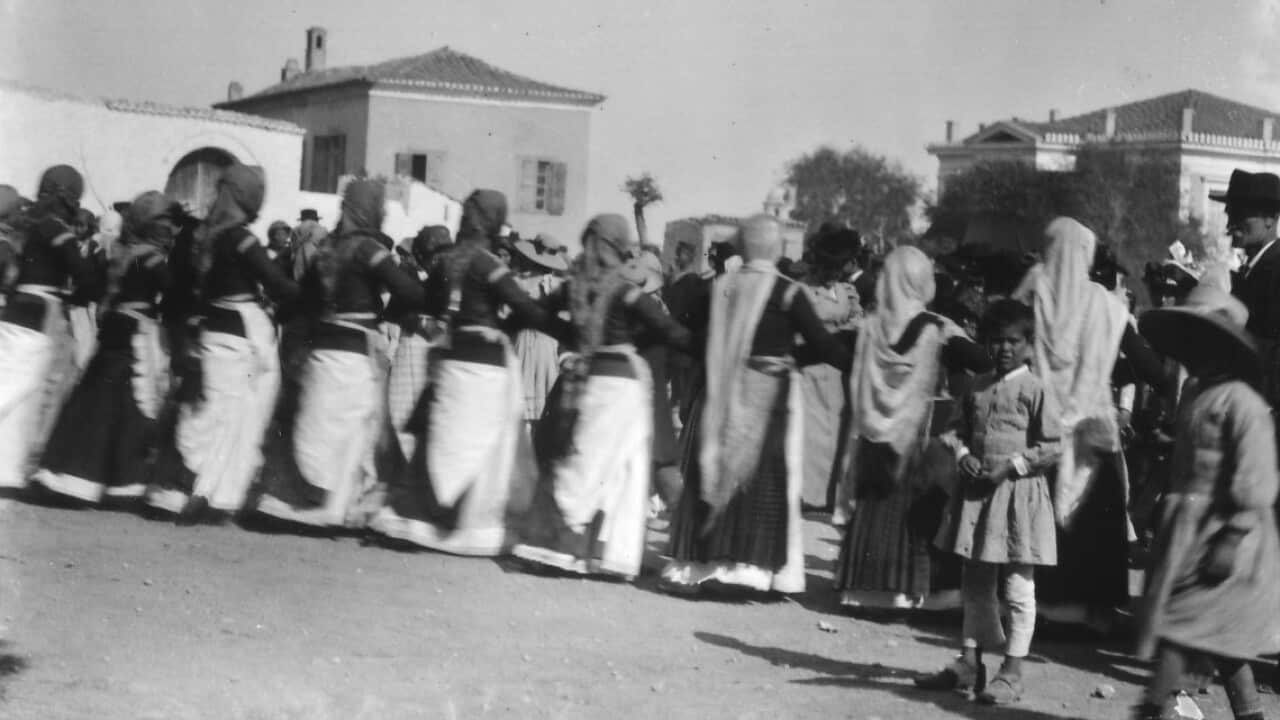 Women dancing at Megara, Attica area, Central Greece