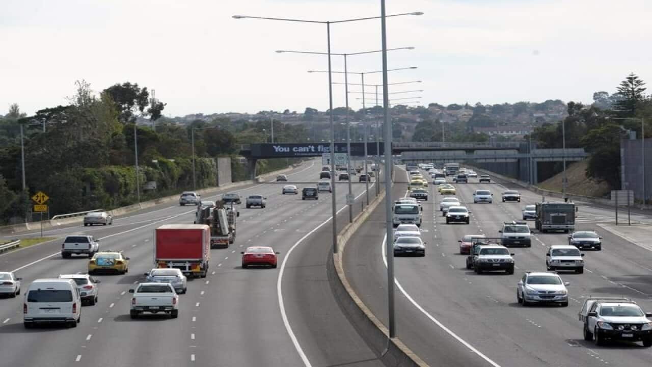 shot of the eight-lane Tullamarine freeway with traffic