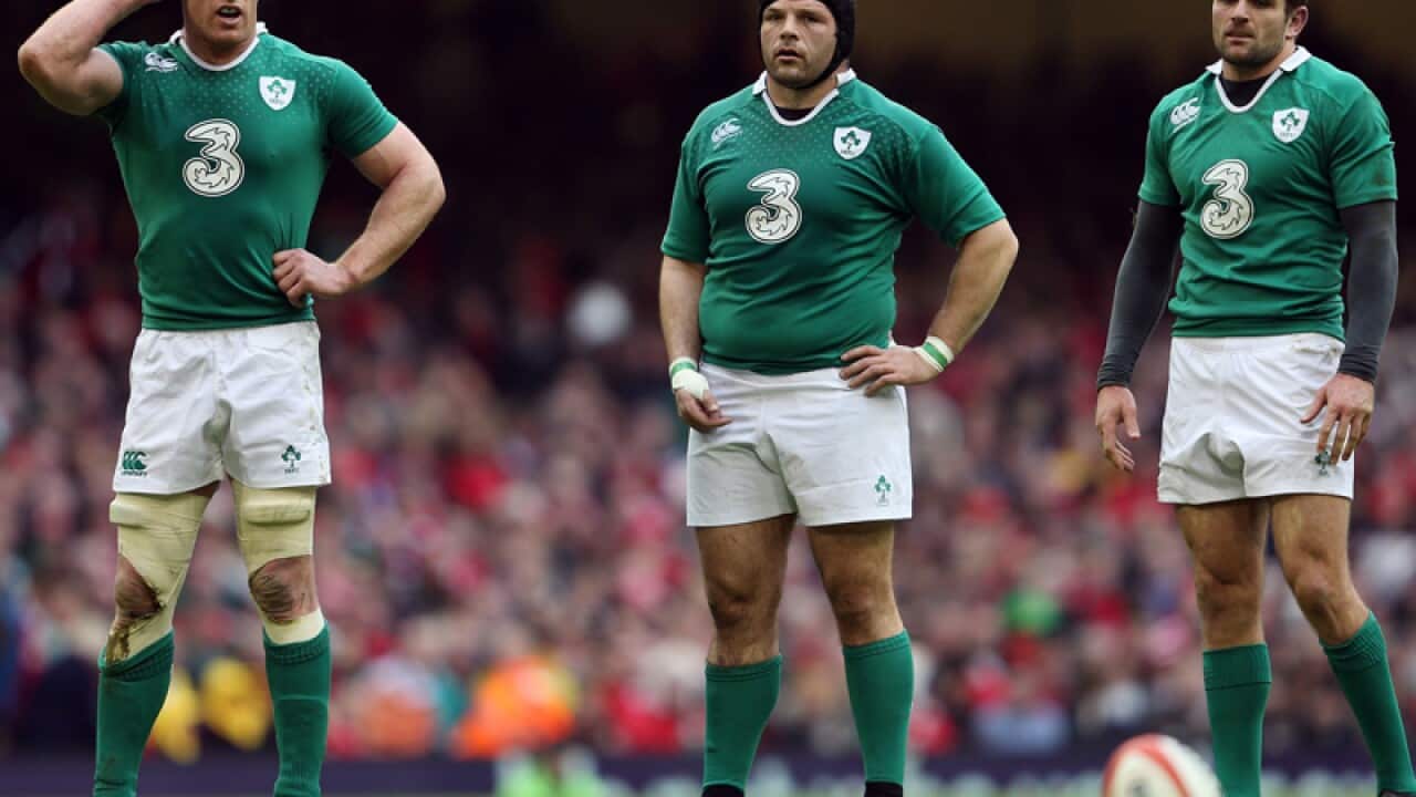 Ireland's Paul O'Connell, Mike Ross and Jared Payne