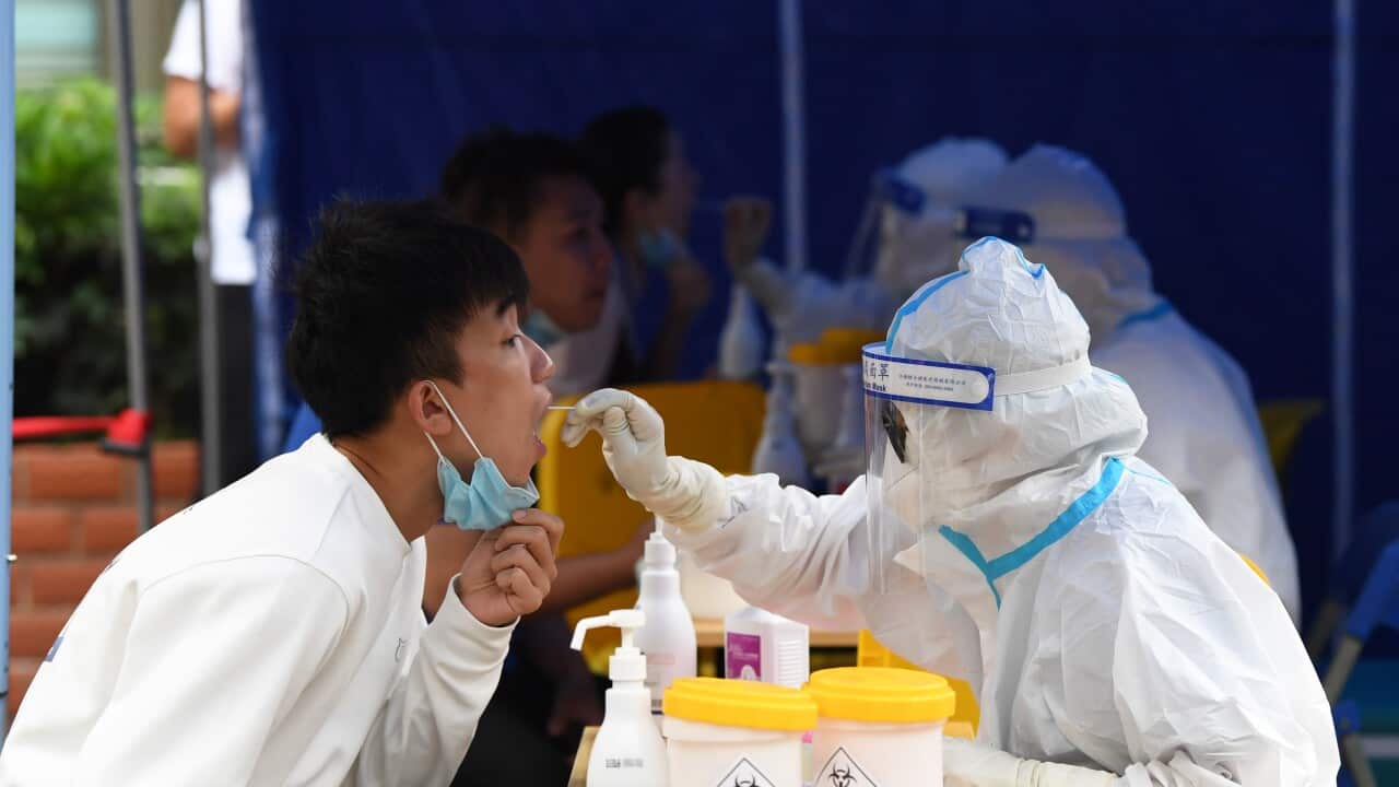 Man is tested for COVID-19 in the Chinese city of Guiyang