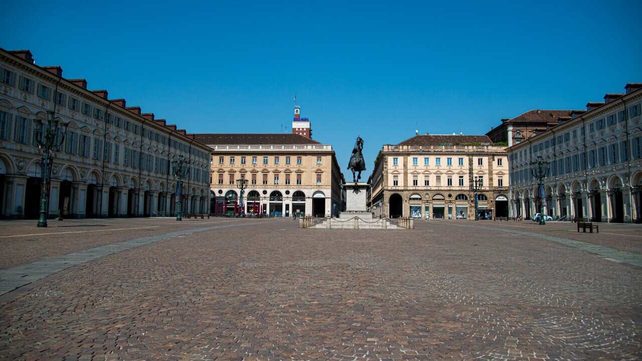 Piazza San Carlo in a deserted Turin