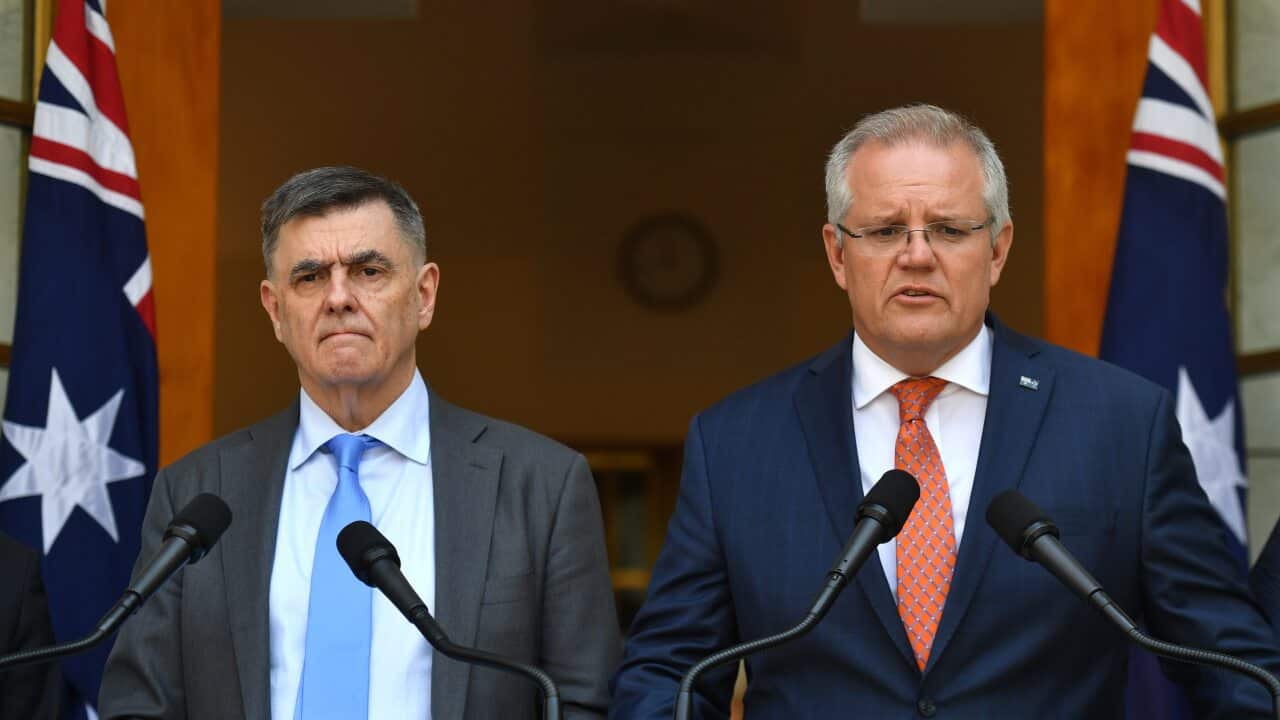 Chief Medical Officer Professor Brendan Murphy and Prime Minister Scott Morrison give an update on the coronavirus on Wednesday.