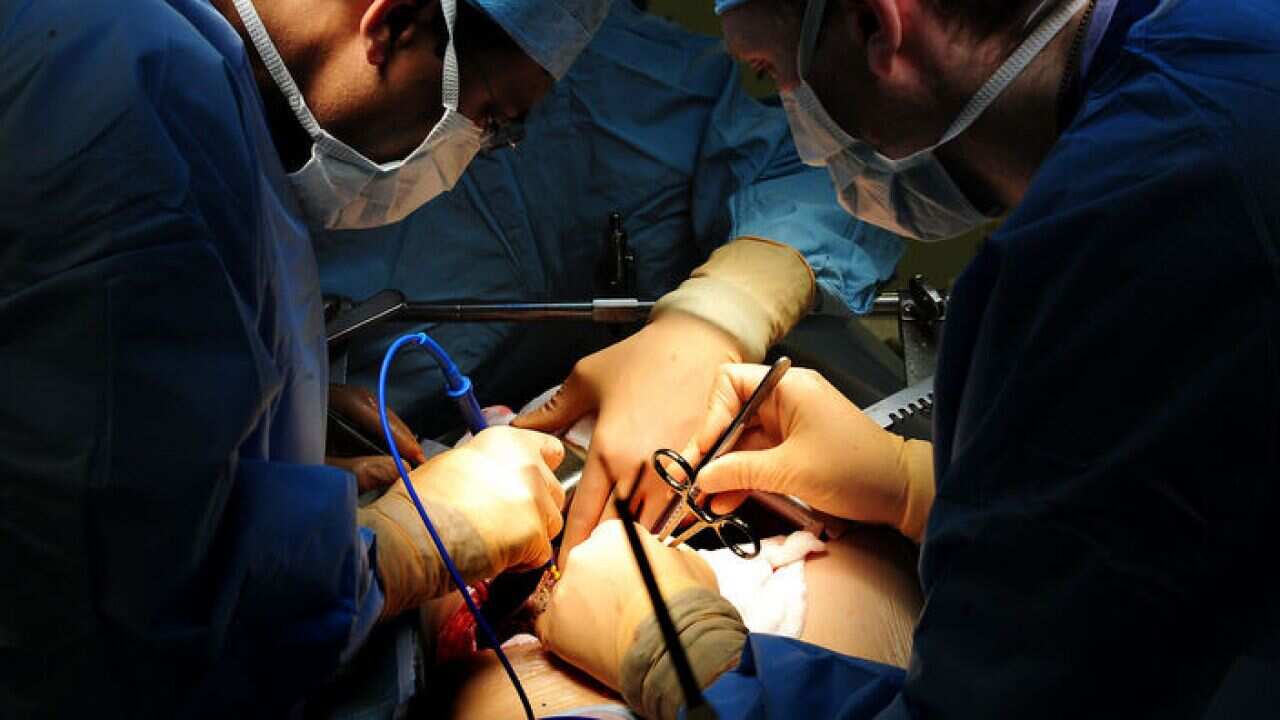 A heart transplant operation underway