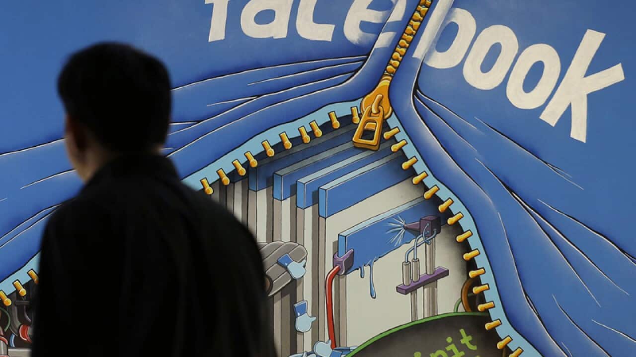 a mural in an office on the Facebook campus