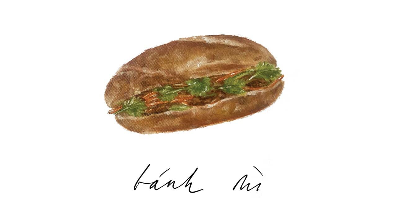 illustration of bánh mì