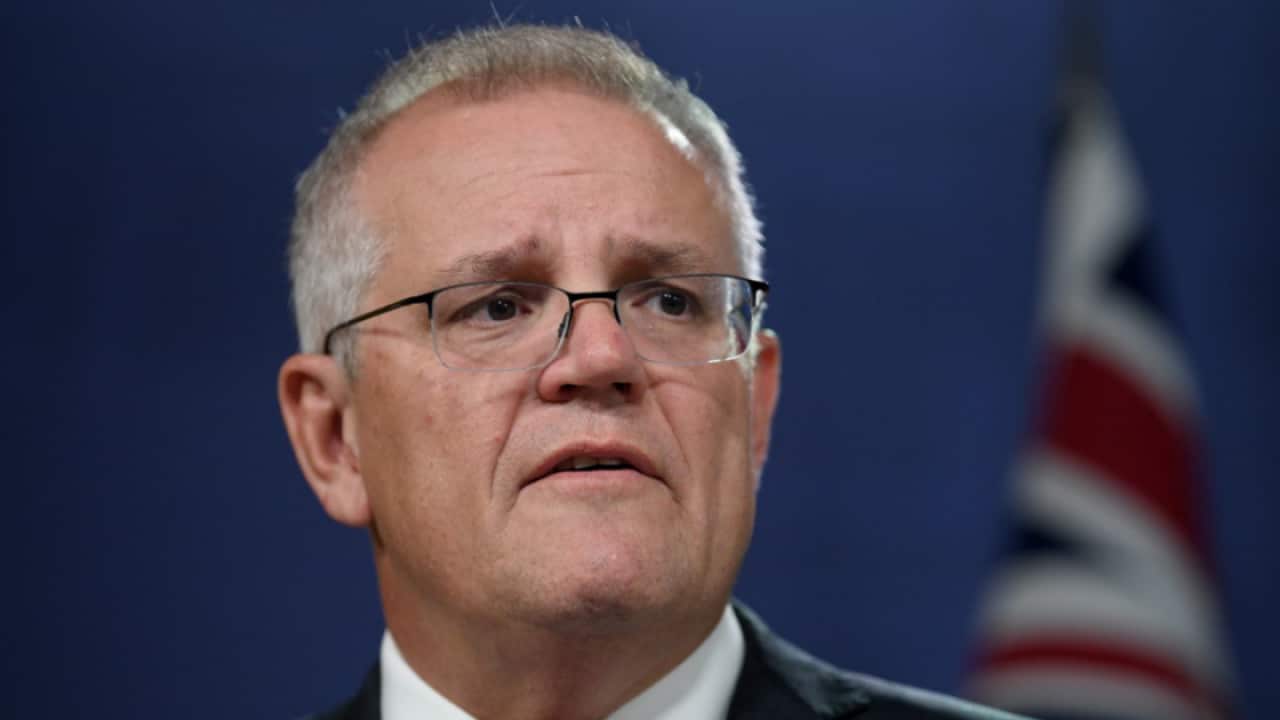 Prime Minister Scott Morrison addresses media during a press conference in Sydney.