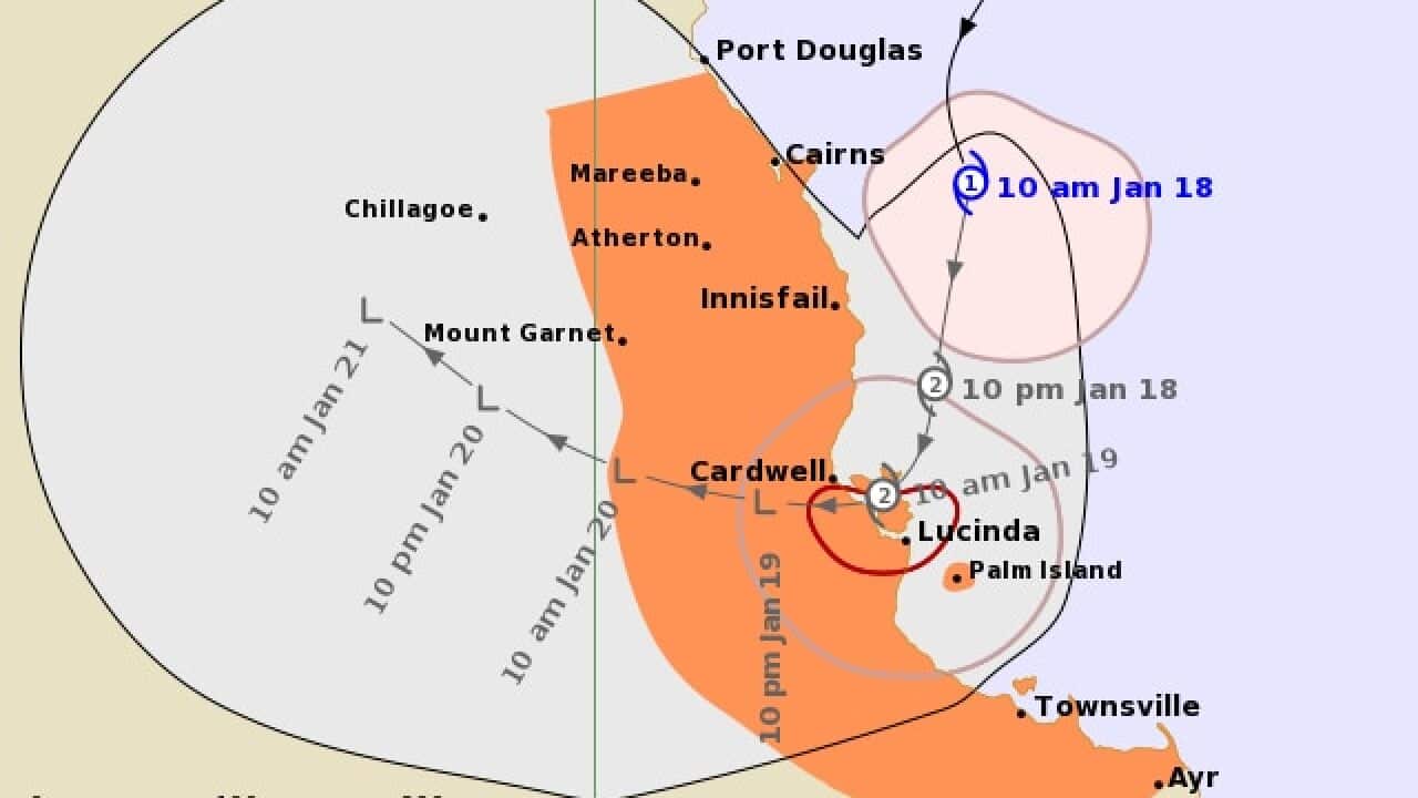 Previously Cyclone Kimi was expected to make landfall between Innisfail and Lucinda on Monday night or Tuesday morning.