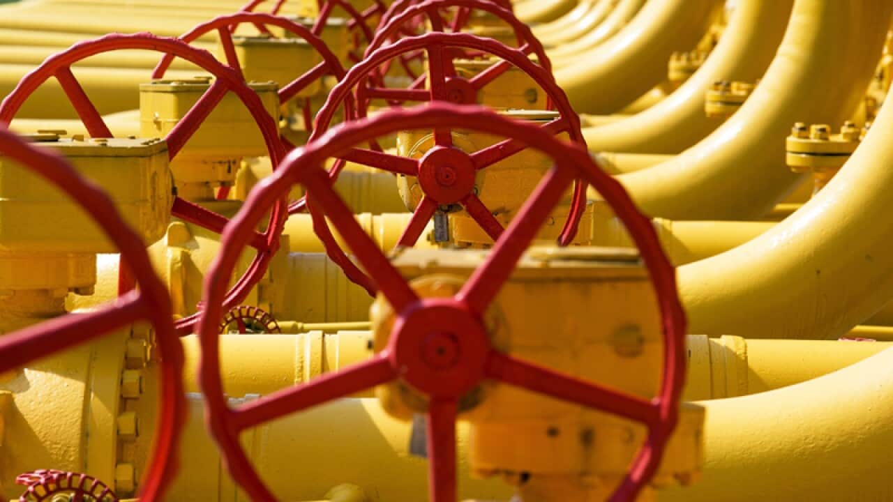 Pipes at gas compressor station