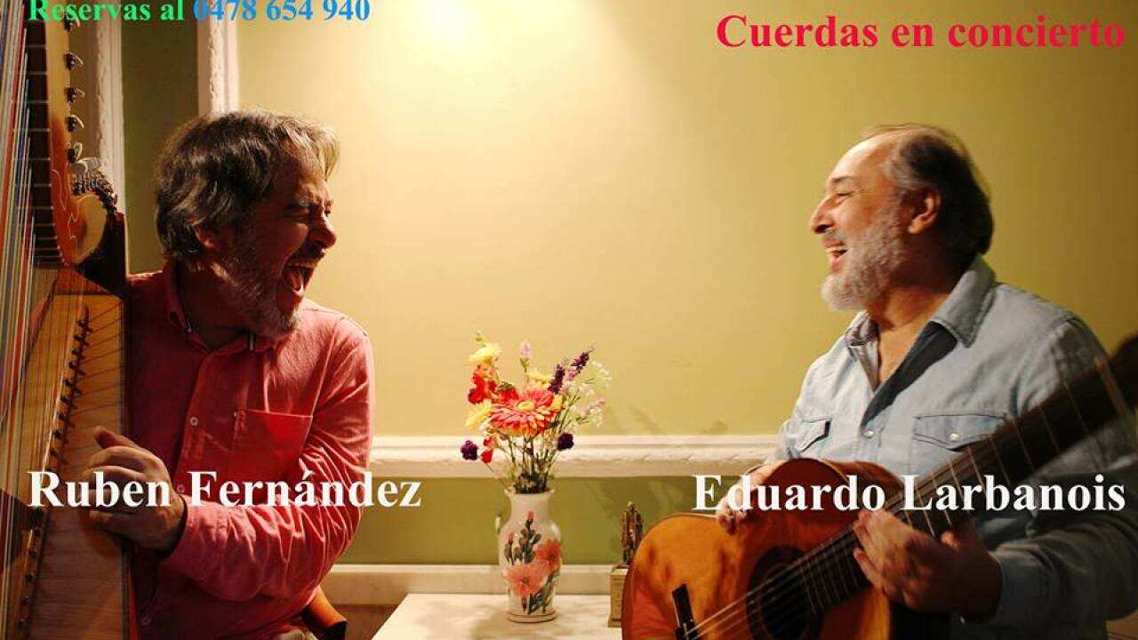 Las cuerdas de Eduardo Larbanois y Ruben Fernández en un concierto