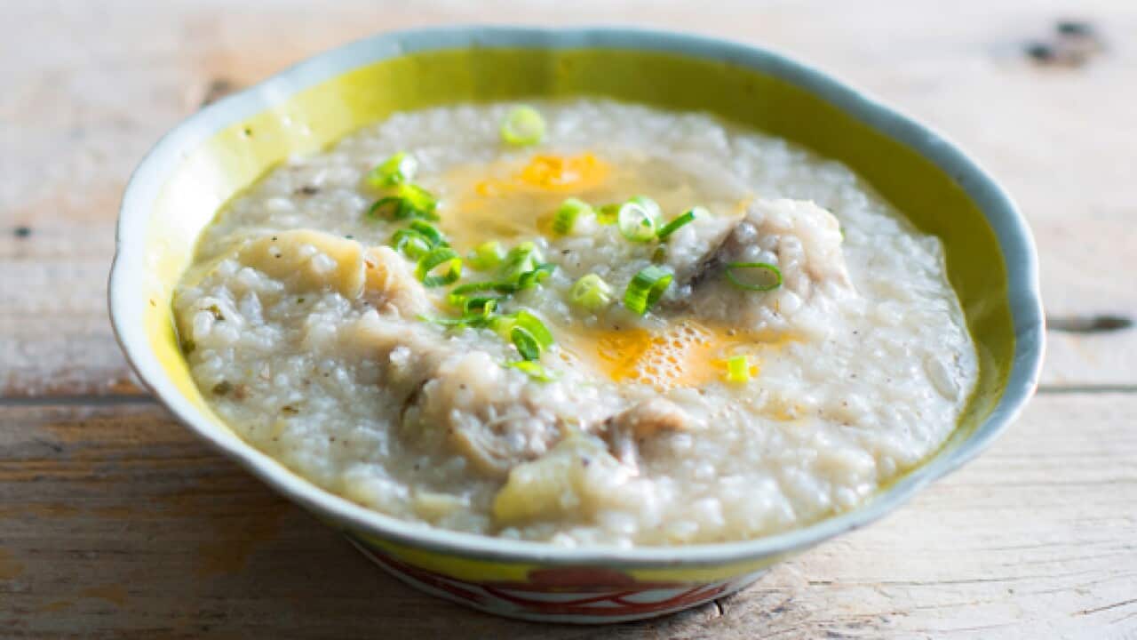 Chicken congee (arroz caldo)