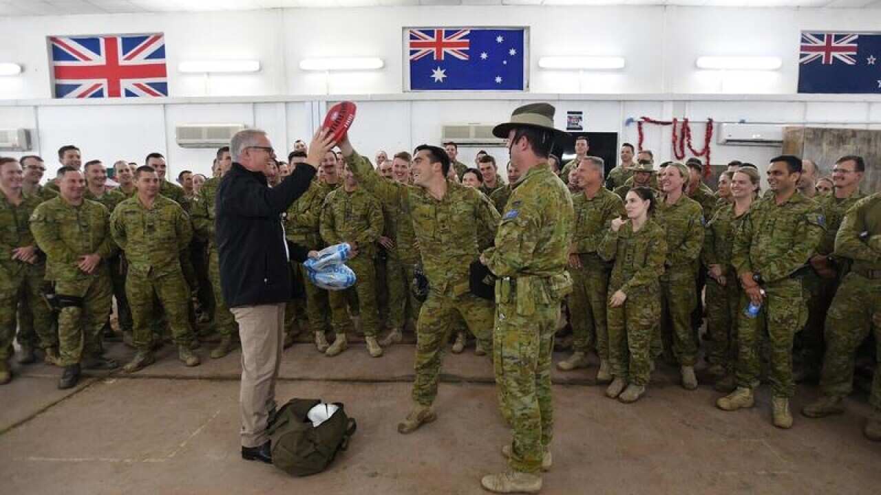 Scott Morrison and troops in Iraq
