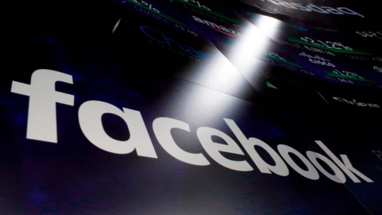 The Facebook logo on Nasdaq screens (AAP)