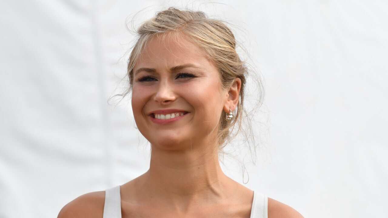 Australian of the Year Grace Tame during an Australia Day Citizenship Ceremony and Flag Raising event in Canberra.