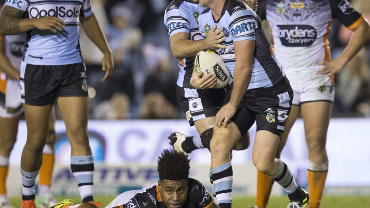 Chad Townsend of the Sharks scores