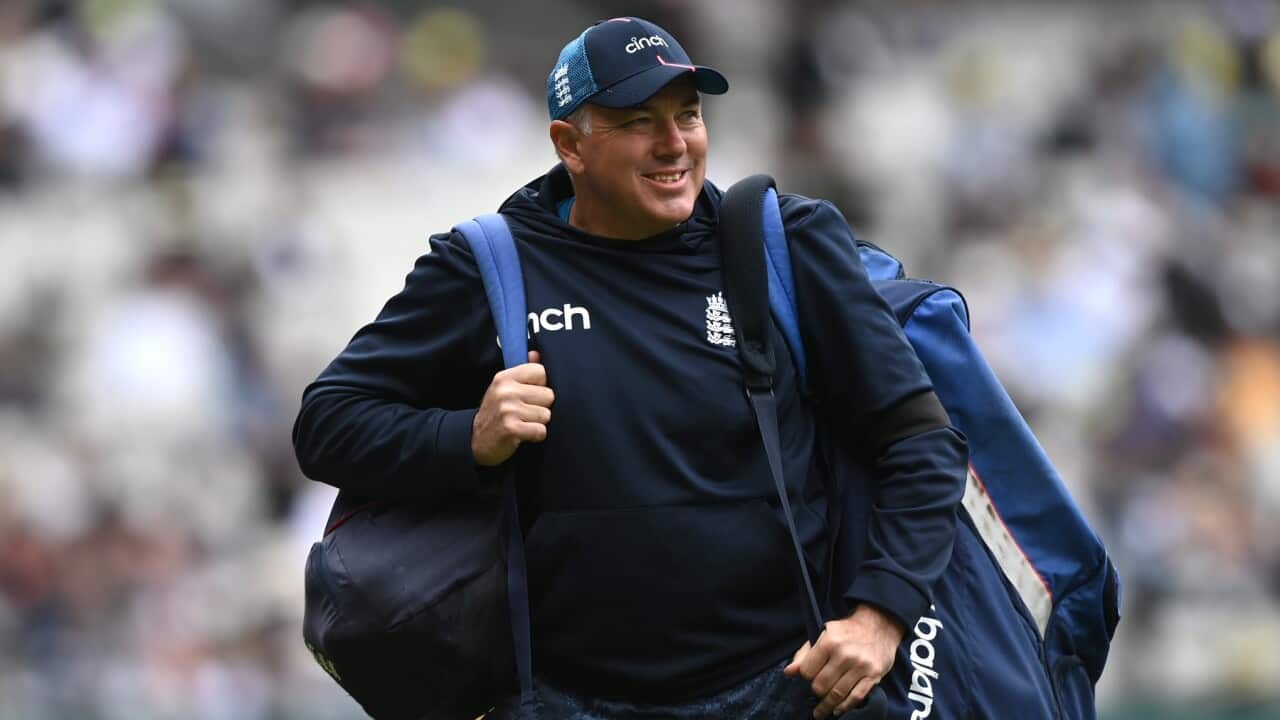 England coach Chris Silverwood during day 1 of the third Ashes Test between Australia and England at the MCG in Melbourne, Sunday, December 26, 2021.