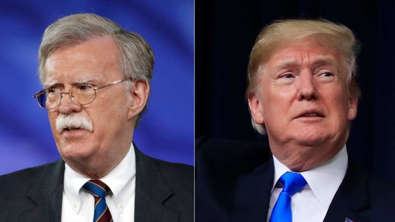 Combo image: Former US Ambassador to the U.N. John Bolton and Us President Donald Trump