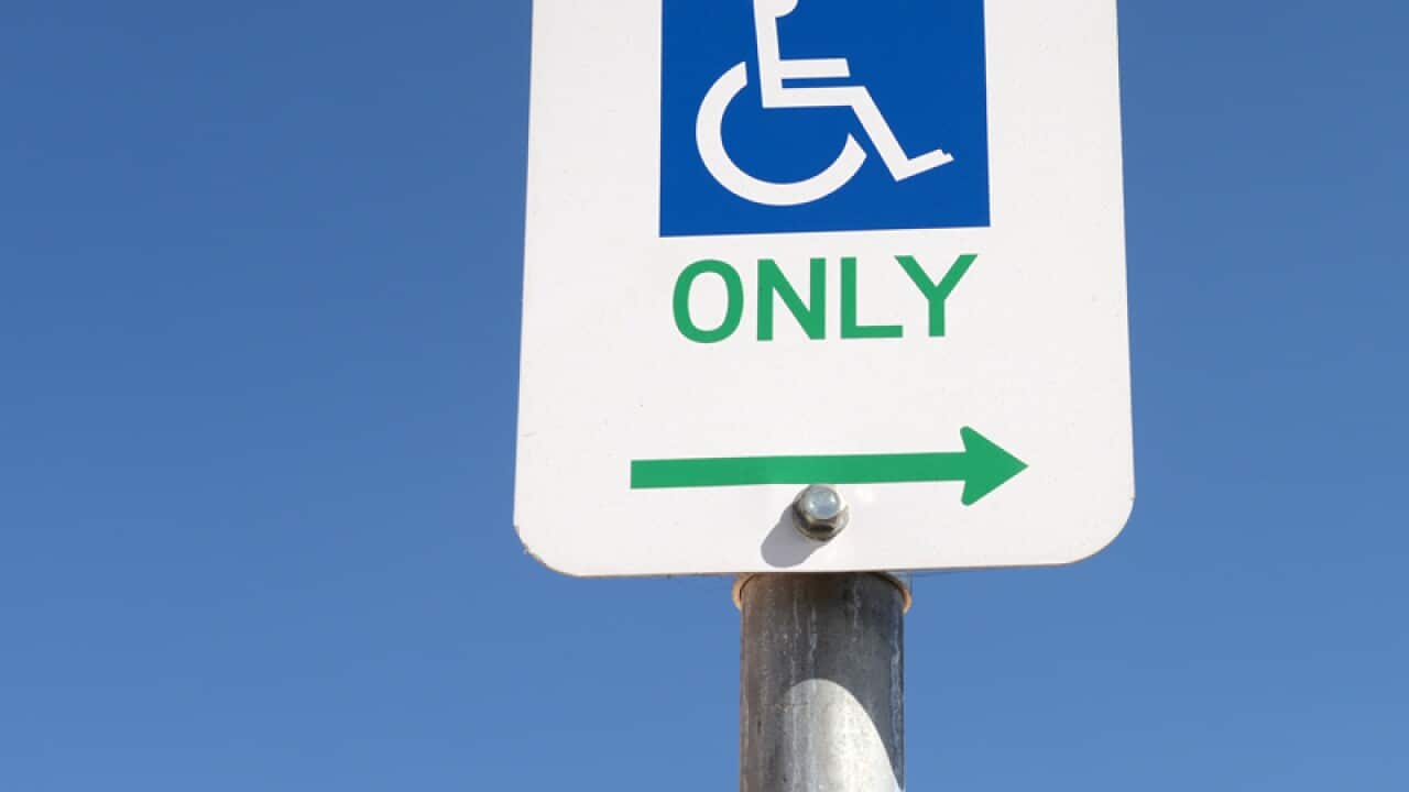 file photo of a disability sign is seen in Brisbane