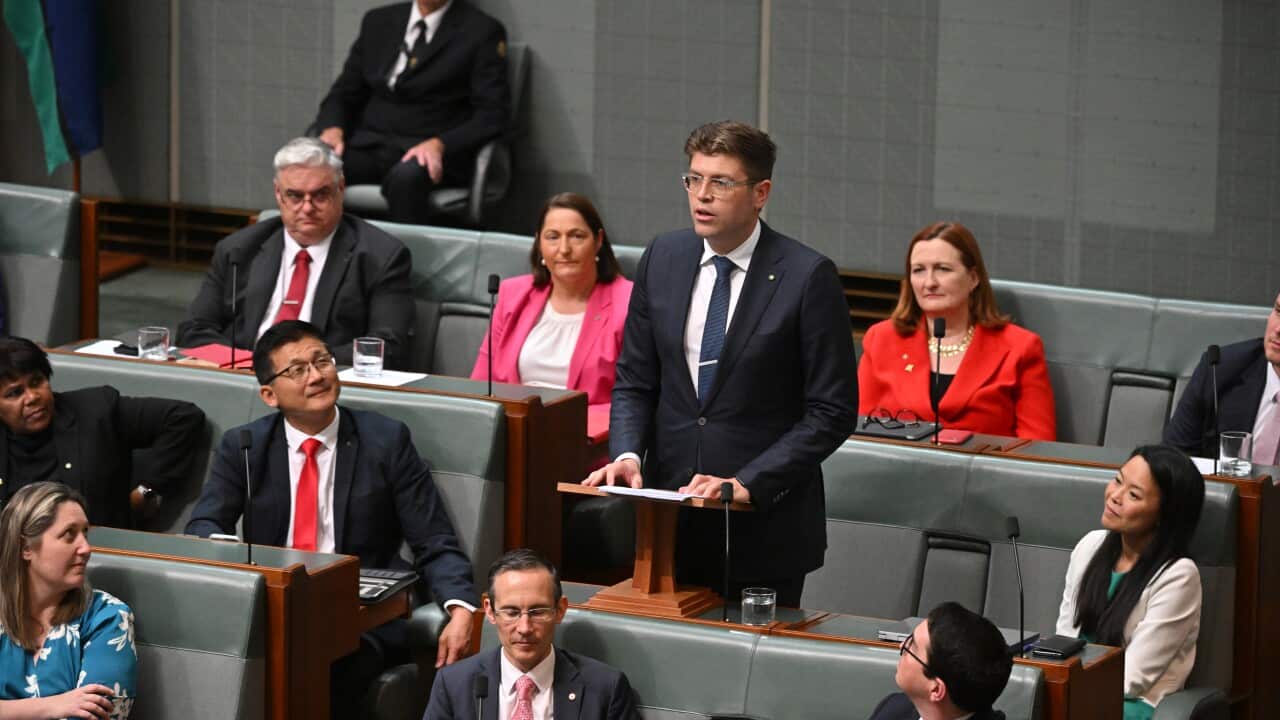 Labor member for Bennelong Jerome Laxale makes his first speech in the House of Representatives at Parliament House in Canberra, Monday, September 26, 2022. (AAP Image/Mick Tsikas) NO ARCHIVING