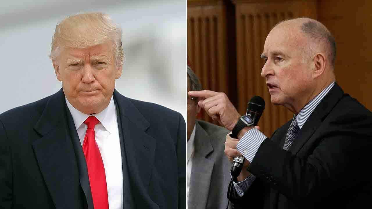 The US President Donald Trump has blasted California Governor Jerry Brown over his stance of protecting migrants.
