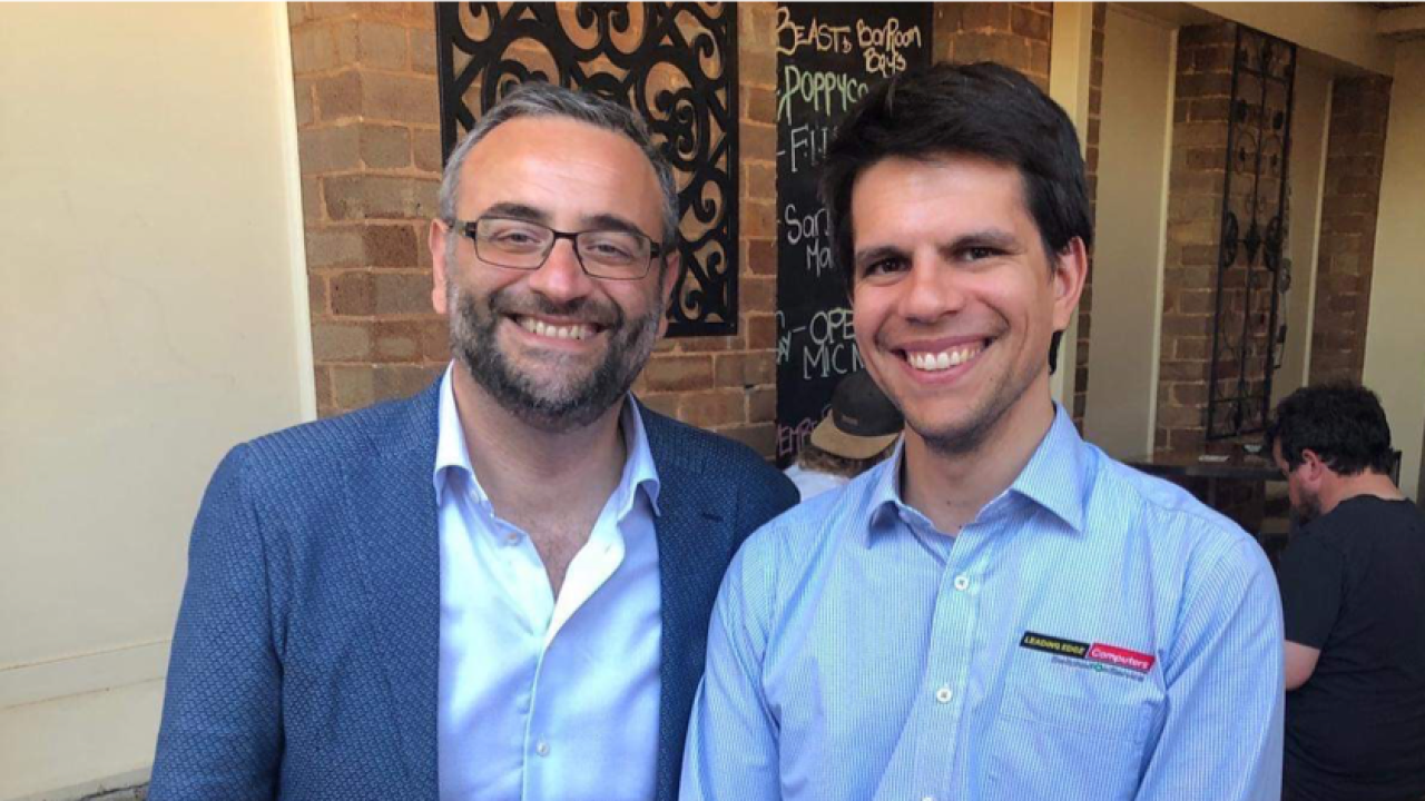 Nicolò Ricucci (R) with Sydney's Italian Consul General Arturo Arcano