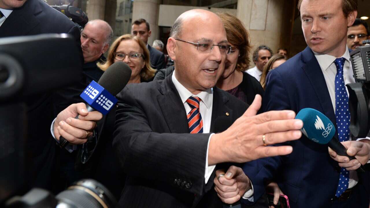 Senator Arthur Sinodinos leaves the ICAC
