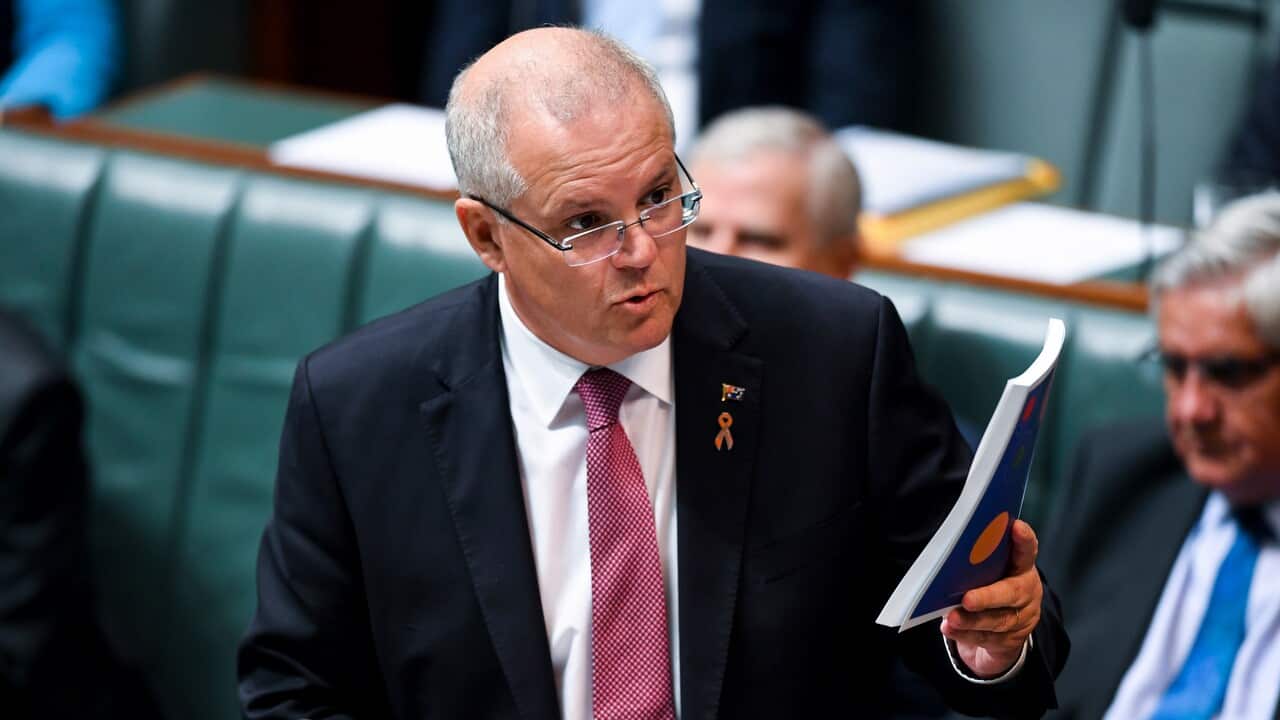 Australian Prime Minister Scott Morrison delivers the Closing the Gap report in the House of Representatives at Parliament House in Canberra.