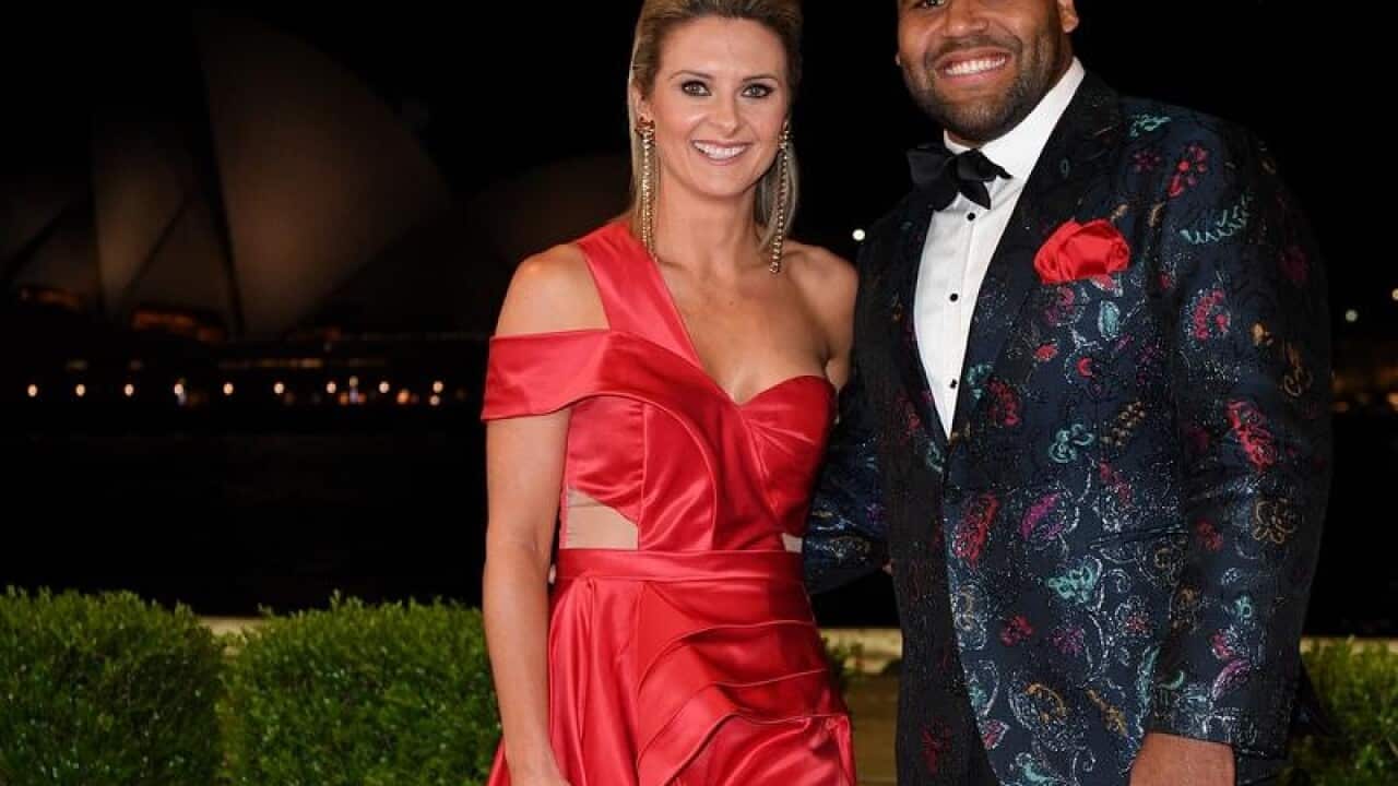 Sam Thaiday and wife Rachel.