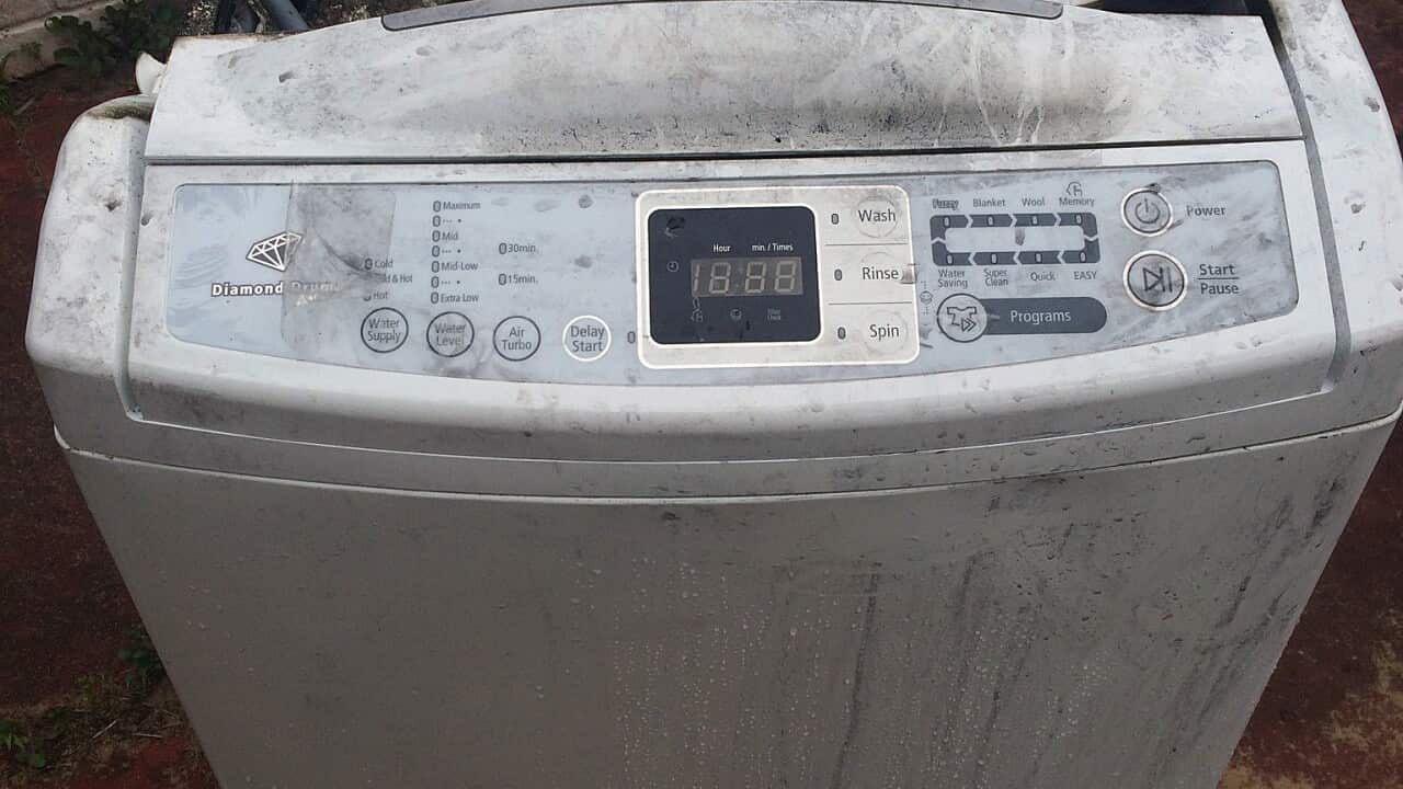 Supplied undated image obtained Friday, Aug. 14, 2015 of a Samsung washing machine that caused a fire at a home in Perth.