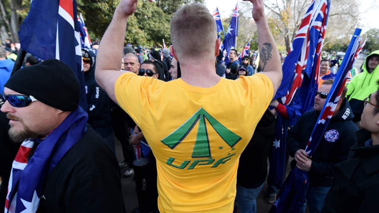 United Patriots Front protesters during a rally in Melbourne