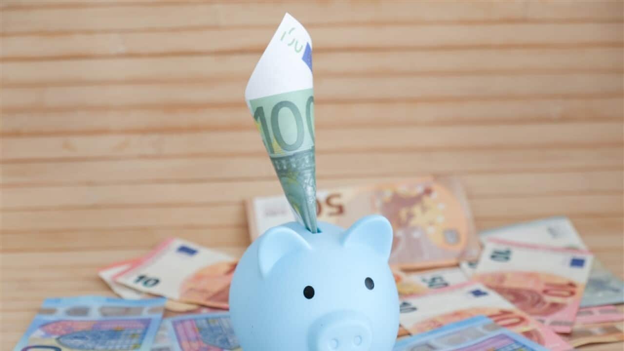 ILLUSTRATIVE Piggy bank on euro bills