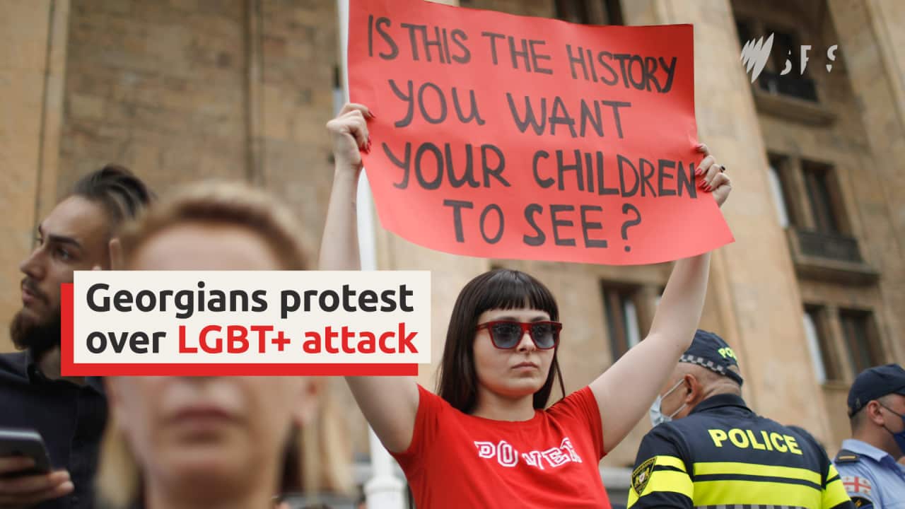 Georgians protest over LGBT+ attack