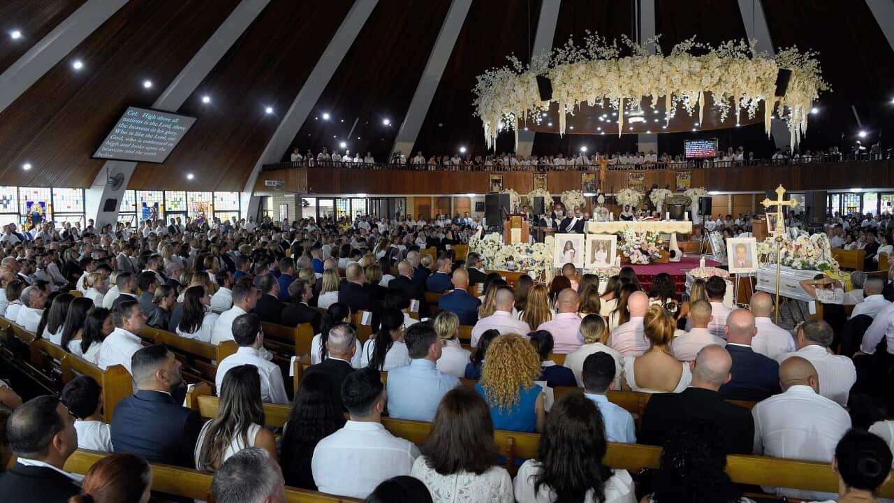 The Abdallah children's funeral at Our Lady of Lebanon Co-Cathedral, Sydney, in February