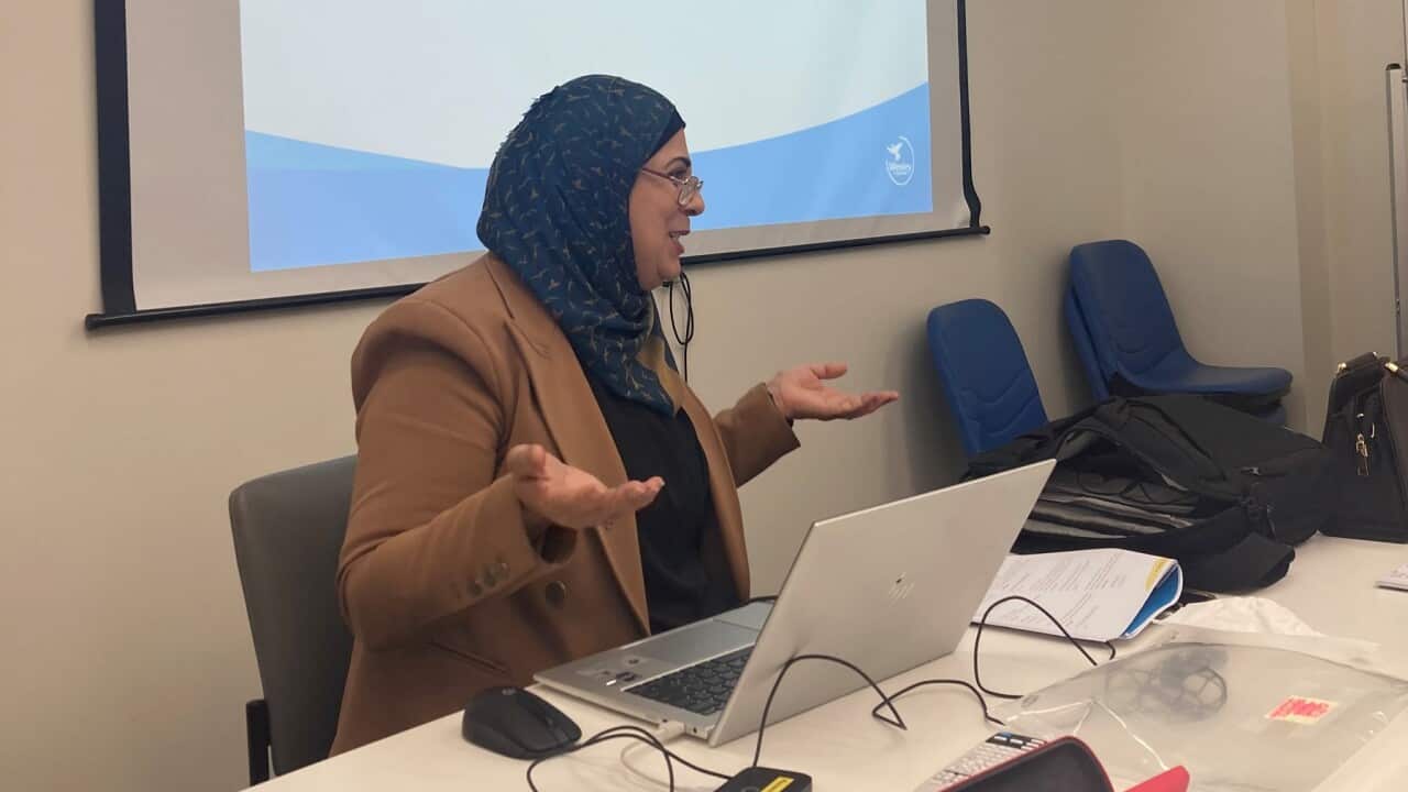 Nuha Abdul Razaq delivers suicide prevention training in Arabic with the Wesley LifeForce-STARTTS program (supplied).