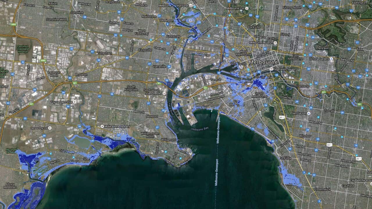 An impression of Melbourne in 2100 based projections in a 'high' greenhouse gas emissions scenario. 