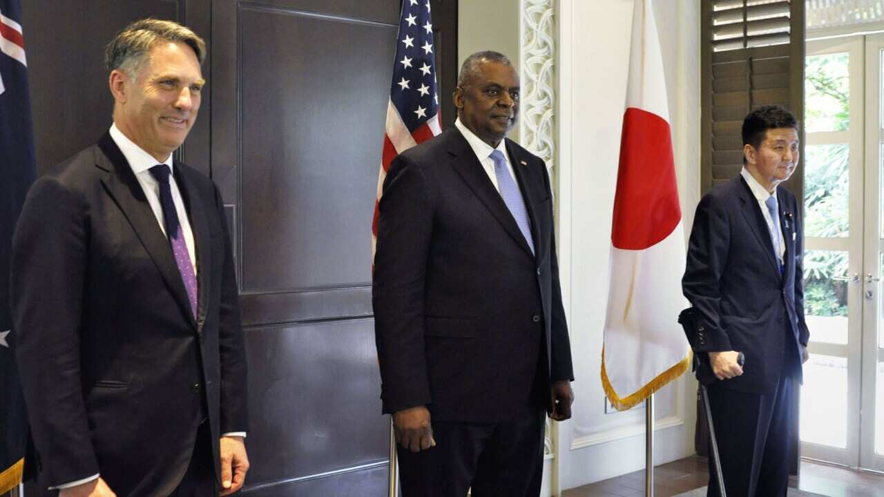 Defence chiefs from Australia, the US and Japan (AAP).jpg