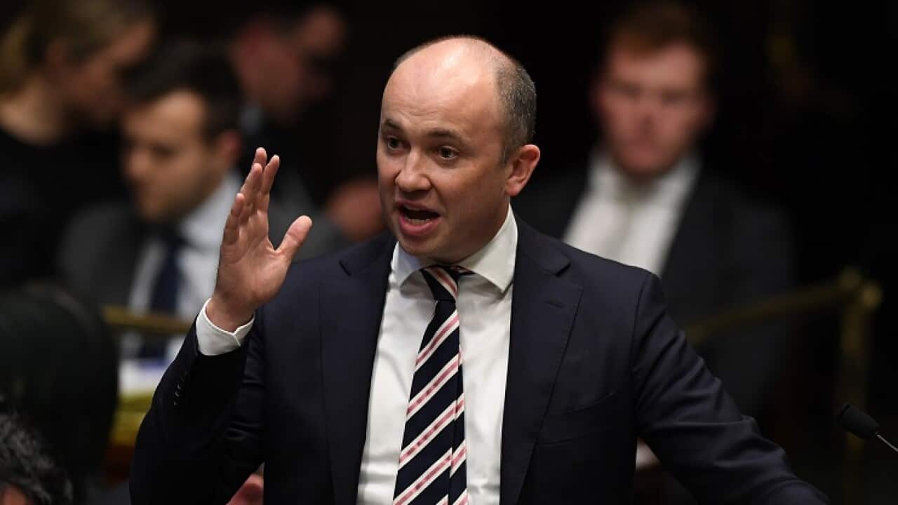 NSW Energy Minister Matt Kean speaks during Question Time in the Legislative Assembly at New South Wales Parliament House in Sydney, Thursday, August 8, 2019. (AAP Image/Joel Carrett) NO ARCHIVING