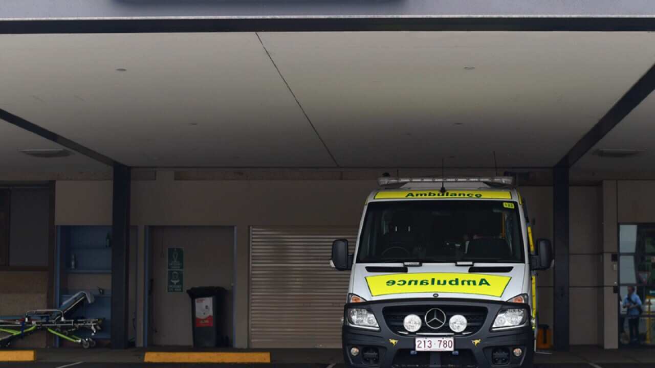 An ambulance car is seen outside Calvary hospital in Canberra