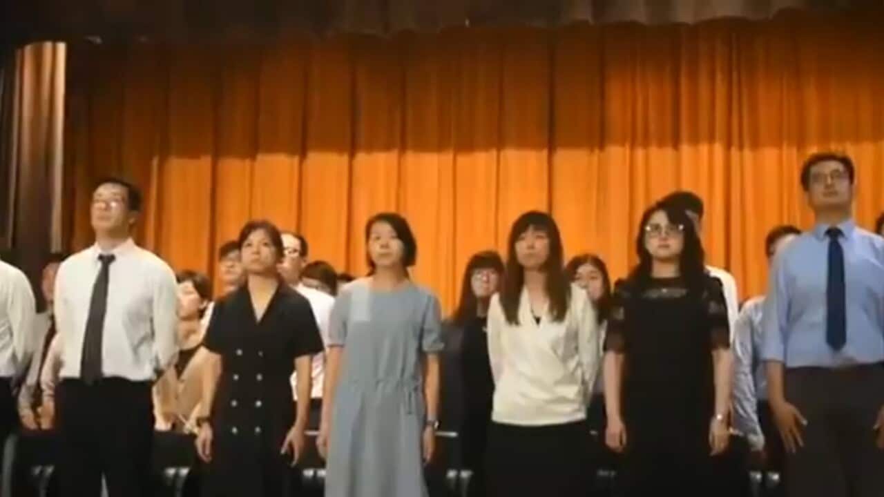The Hong Kong students sang the song from Les Miserables over the top of the Chinese national anthem. 