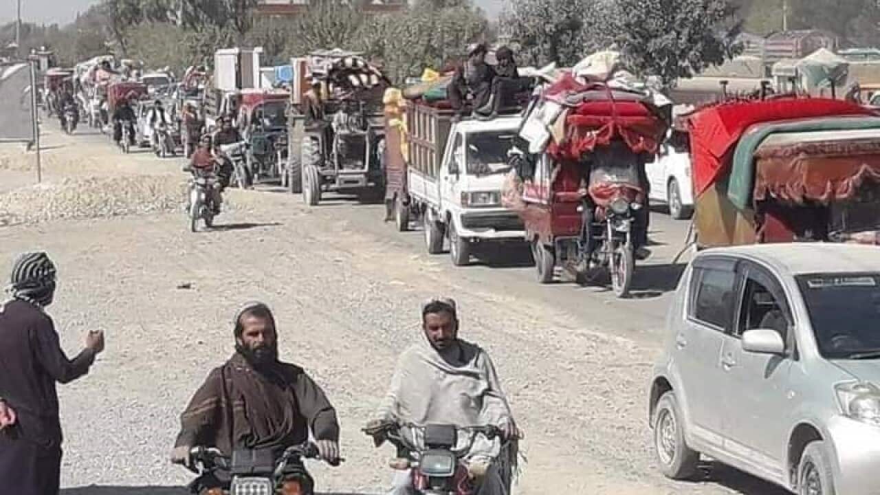 People fleeing Taliban assault in Helmand province of Afghanistan