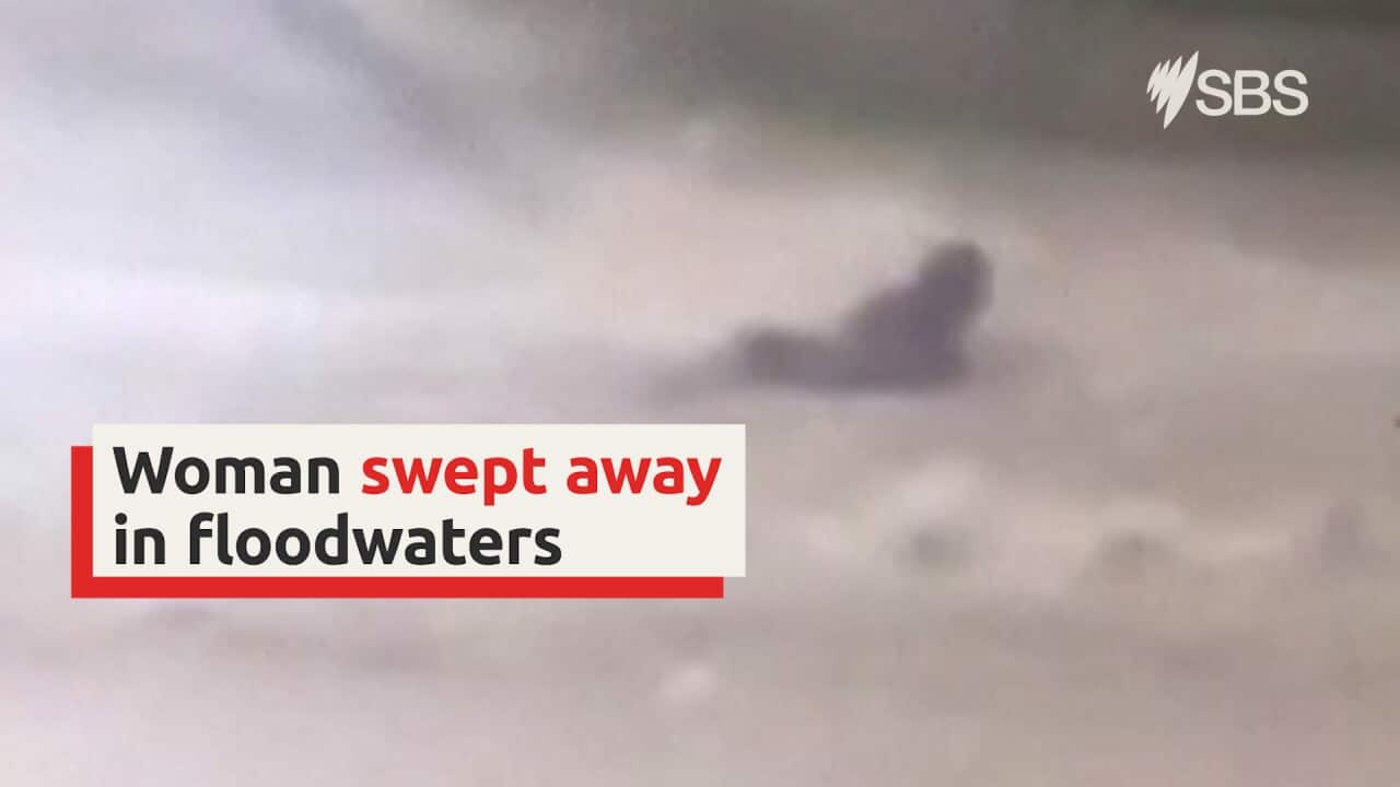 Dramatic video shows woman being swept away in floodwaters