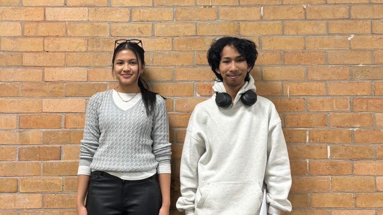 Najla Yudhanto and Hafizh Tristan Bramanta, narrators Symphony Generation – Tembang Nusantara which will be held at Storey Hall, RMIT – Melbourne 16 Aug 2025, posed after rehearsal. Credit photo: Carissa Muhamartha.